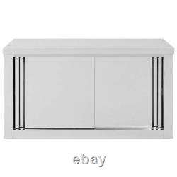 Armoire murale de cuisine avec portes coulissantes, placard de rangement de 90 cm en acier inoxydable