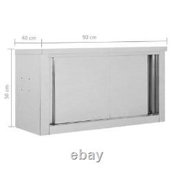 Armoire murale de cuisine avec portes coulissantes, placard de rangement de 90 cm en acier inoxydable