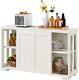 Bahut Buffet Cabinet Empilable Armoire De Rangement De Cuisine Avec Porte Coulissante & A