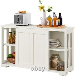 Bahut Buffet Cabinet Empilable Armoire de Rangement de Cuisine avec Porte Coulissante & A