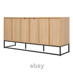 Bahut télé en chêne avec unité TV, buffet et armoire à 3 tiroirs et 2 portes en zigzag en bois de chêne.