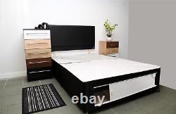 Base de divan King Size de 5 pieds en noir, gris ! Tête de lit et rangement en option.
