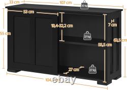 Buffet de cuisine armoire de rangement avec porte coulissante et étagère réglable