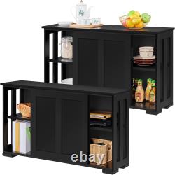 Buffet de cuisine armoire de rangement avec porte coulissante et étagère réglable