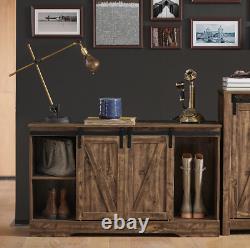 Buffet de rangement industriel avec porte, étagère de côté rustique, armoire vintage pour hall ou cuisine.