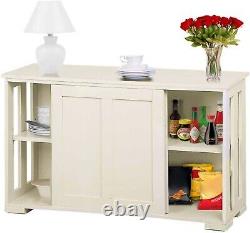 Buffet de rangement moderne blanc pour salon cuisine - Unité d'affichage rustique