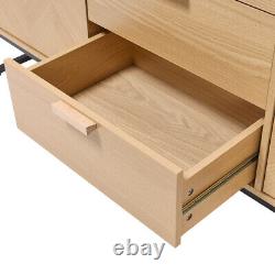 Buffet en chêne moderne avec 3 tiroirs, 2 portes, armoire de rangement, meuble télé
