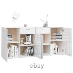 Buffet latéral Gecheer Armoire de rangement avec porte coulissante Empilable E9Q2