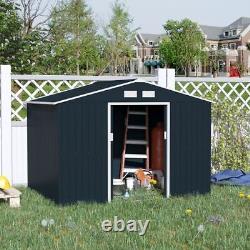 Cabane de jardin de rangement extérieure avec porte coulissante foncée Outsunny 9 x 6 pieds