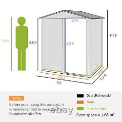 Cabane de jardin en métal Outsunny de 5 pieds x 4.3 pieds avec porte coulissante et toit en pente