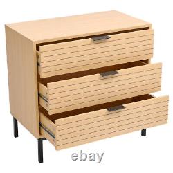 Élégant meuble de télévision en bois naturel avec rangement, buffet, tiroirs et console organisateur.