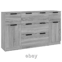 Goliraya 3 Pièces Buffet Armoire de Rangement avec Porte Coulissante A5Q8