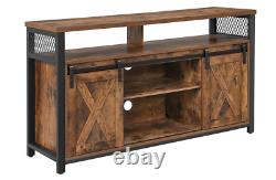 Grand meuble TV industriel de rangement buffet vintage en métal rustique cabinet média