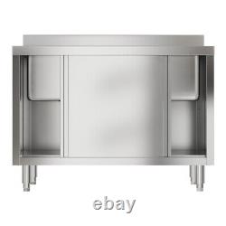 Grand meuble évier de cuisine à double cuve avec armoire de rangement coulissante et table de travail