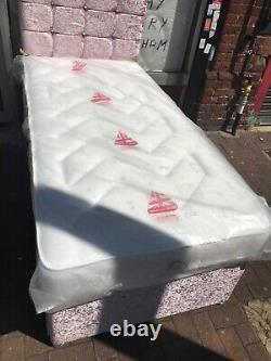 Lit divan en velours écrasé court 2ft6 x 5ft9, taille spéciale 3ftx5ft9 avec matelas