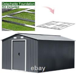 Maison d'outils en acier avec grande porte coulissante XXL 12ftx10ft Abri de jardin avec conteneur de ventilation d'air