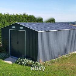 Maison d'outils en acier avec grande porte coulissante XXL 12ftx10ft Abri de jardin avec conteneur de ventilation d'air