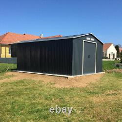 Maison d'outils en acier avec grande porte coulissante XXL 12ftx10ft Abri de jardin avec conteneur de ventilation d'air