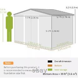 Remise de jardin Outsunny 8 x 6ft avec double porte coulissante extérieure grise