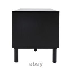 Support TV de 120cm avec portes coulissantes, unité de rangement, meuble télé en bois console table