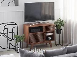 Table d'appoint en bois foncé avec étagères, armoires de rangement et support TV à Cleveland