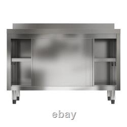 Table de travail en acier Armoire de rangement de cuisine commerciale Préparation alimentaire avec portes coulissantes